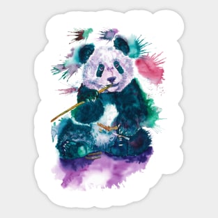 pands cute watercolor eat bamboo Sticker